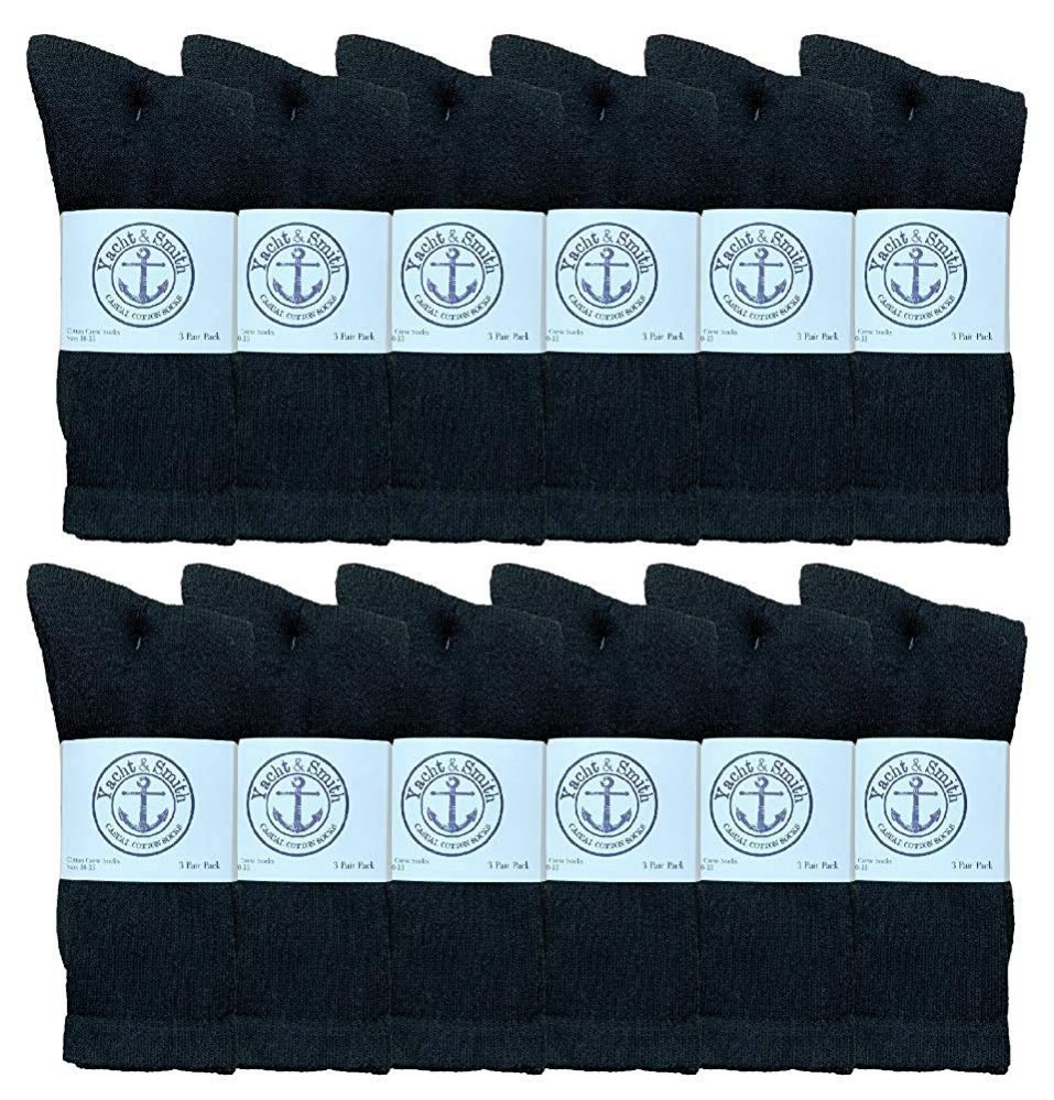 12 of Yacht & Smith Mens Athletic Crew Socks , Soft Cotton, Terry Cushion, Sock Size 10-13 Black