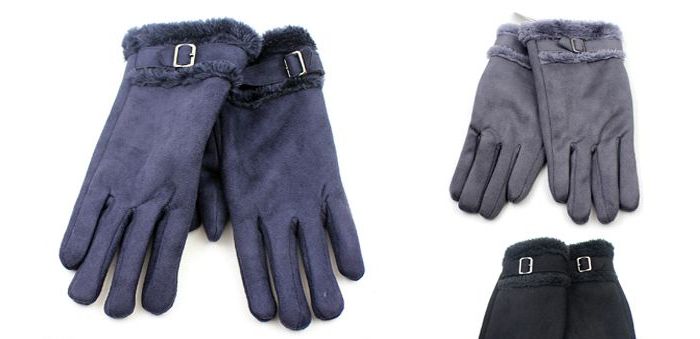 24 Pairs of Ladies Suede Gloves With Fur Cuff