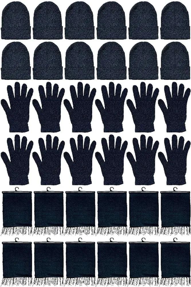 72 sets of Yacht & Smith Unisex 3 Piece Pre Assembled Winter Care Set Hat Gloves & Scarf Solid Black