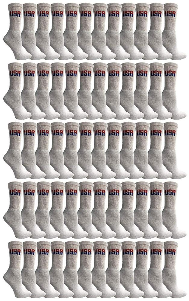 60 of Socks'nbulk 60 Pairs Wholesale Bulk Sport Cotton Unisex Crew Socks, Ankle Socks, (usa Womens White Crew)