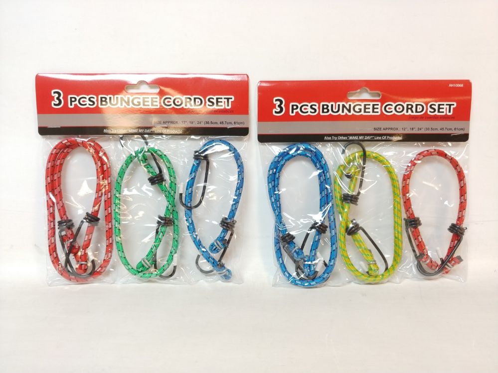 72 Pieces of Bungee Cord 3 Piece Set Assorted Color