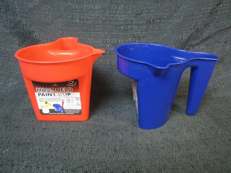 24 Pieces of Plastic Paint Cup With Handle Assorted