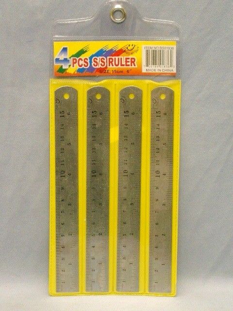 144 Wholesale 4 Piece Set Stainless Steel Ruler