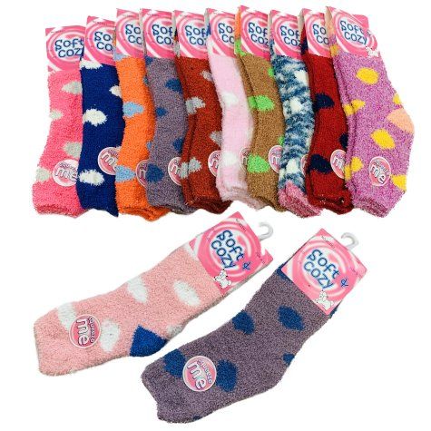 48 Pairs of Womens Polka Dot Soft & Cozy Fuzzy Socks