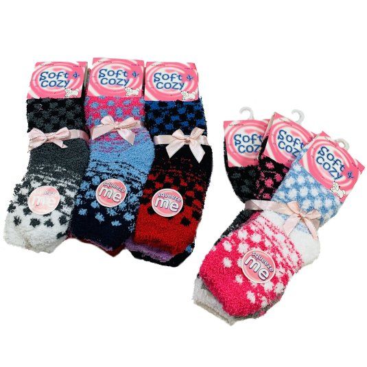 24 Pairs of Women's Polka Dot Soft & Cozy Fuzzy Socks