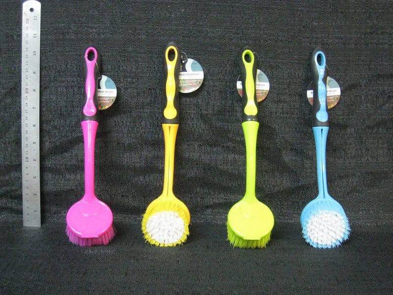 24 Wholesale Plastic Brush Round With Removable Handle Assorted Color