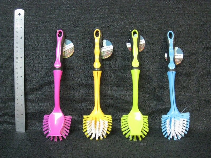 24 Wholesale Plastic Brush Traditional With Removable Handle Assorted Color