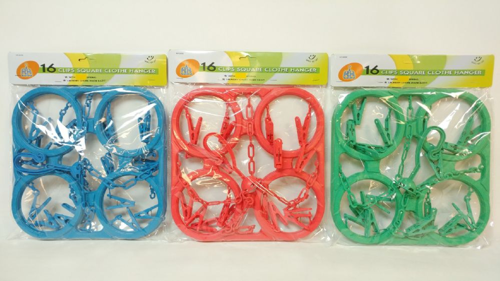 24 Pieces of Hanger 16 Clips Assorted Color