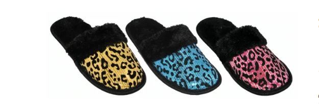 36 Wholesale Women's Warm Plush House Slippers With Leopard Design