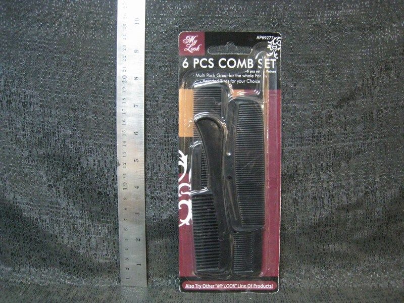 36 Pieces of Plastic 6 Piece Comb Set Black Only