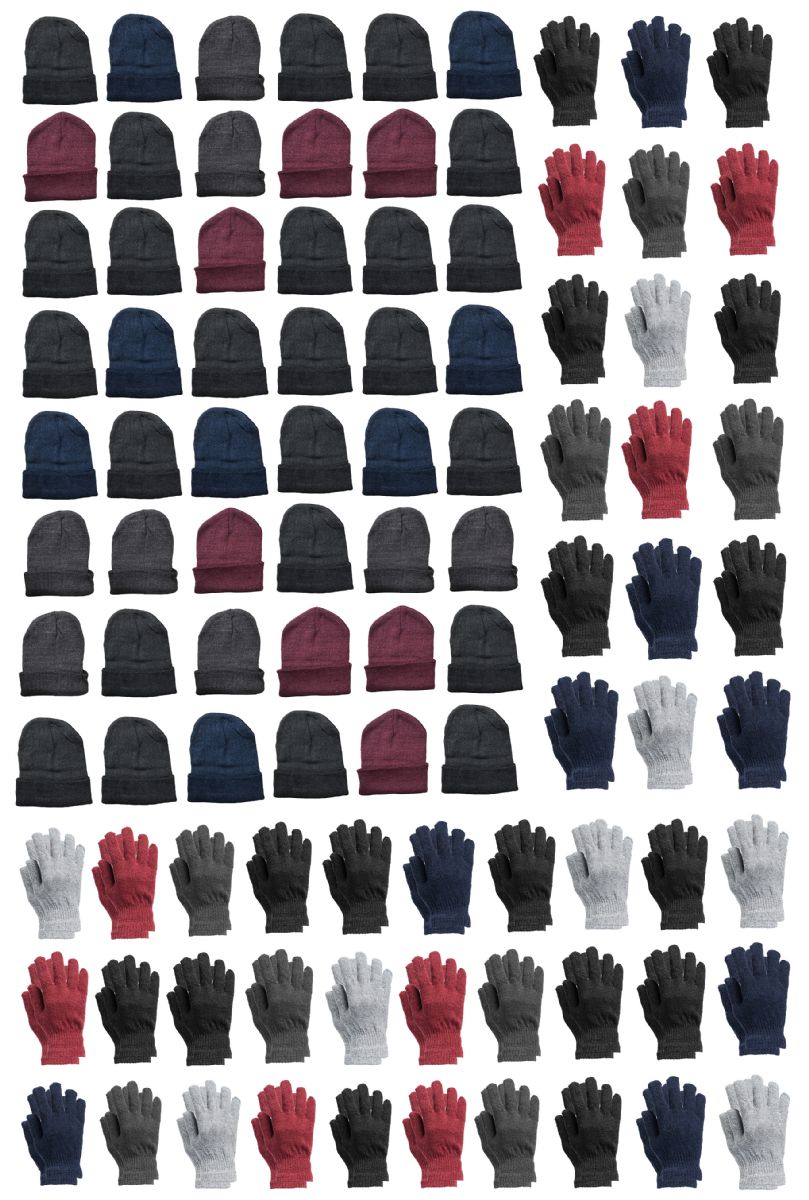 96 Sets of Yacht & Smith Unisex 2 Piece Hat And Gloves Set In Assorted Colors