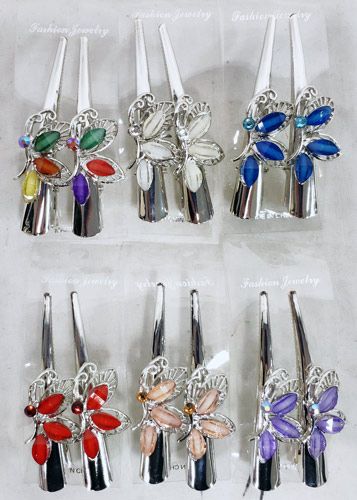 48 Pieces of Metal Hair Clamp Rhinestone Butterfly Design