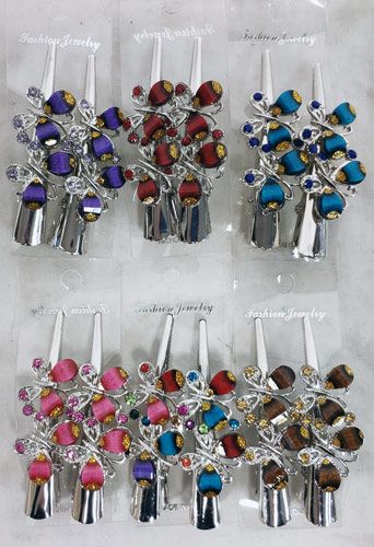 48 Pieces of Metal Hair Clamp Rhinestone Butterfly Design