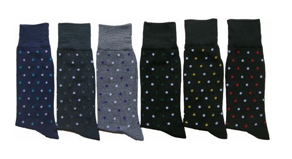 288 Wholesale Men's Casual Crew Dress Socks - Dot Print - Size 10-13
