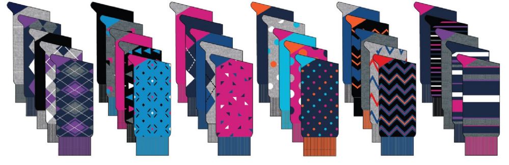 60 Pairs Men's Casual Cotton Dress Socks - Assorted Prints - Size 10-13 - 5-Pair Packs - Mens Crew Socks