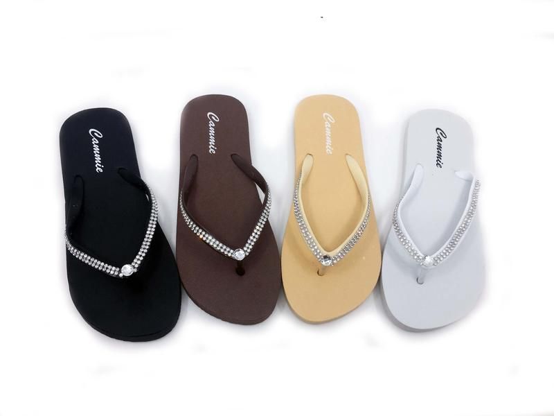 48 Pairs Classy Women' Flip Flops With Rhinestone Straps Women's Flip