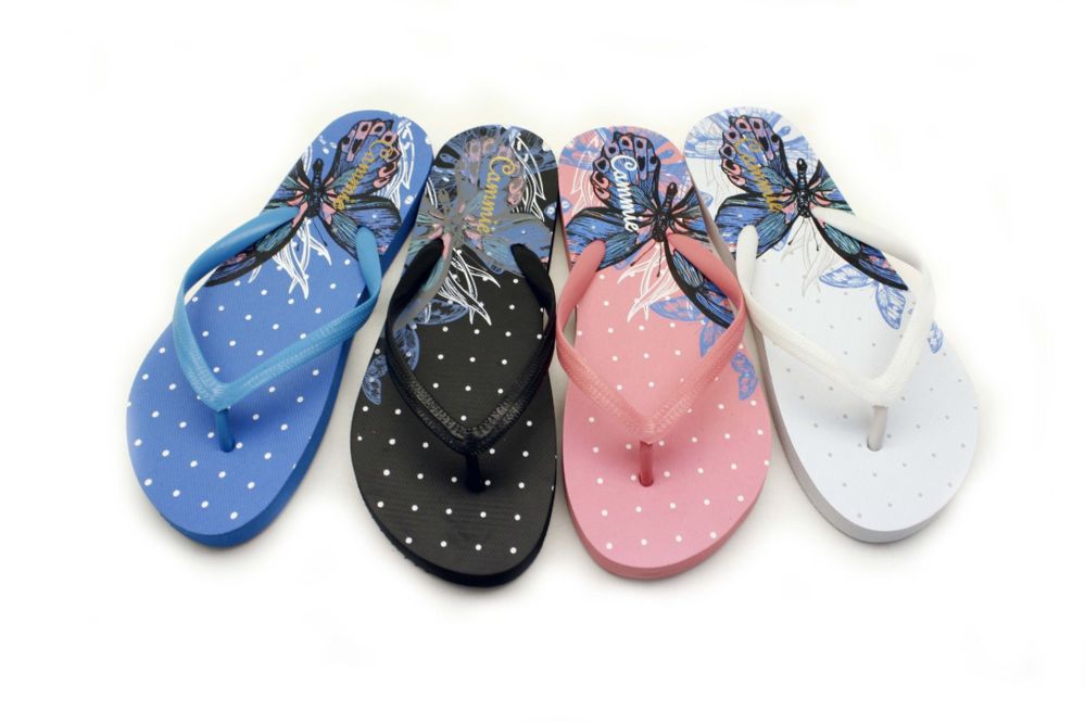 Wholesale Footwear Butterfly Print Women Flip Flops