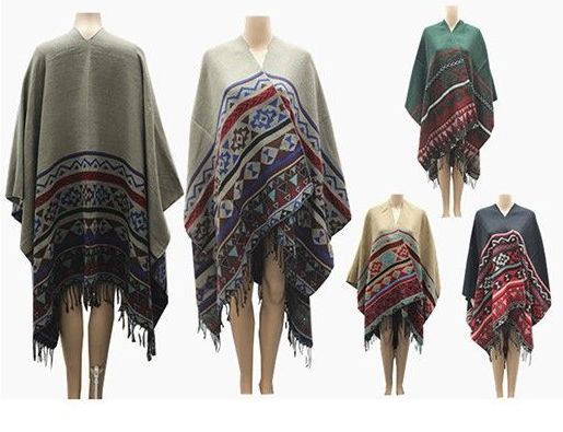 24 Wholesale Womens Winter Blanket Poncho Thick Oversized Shawl Cape Cardigan Fashion