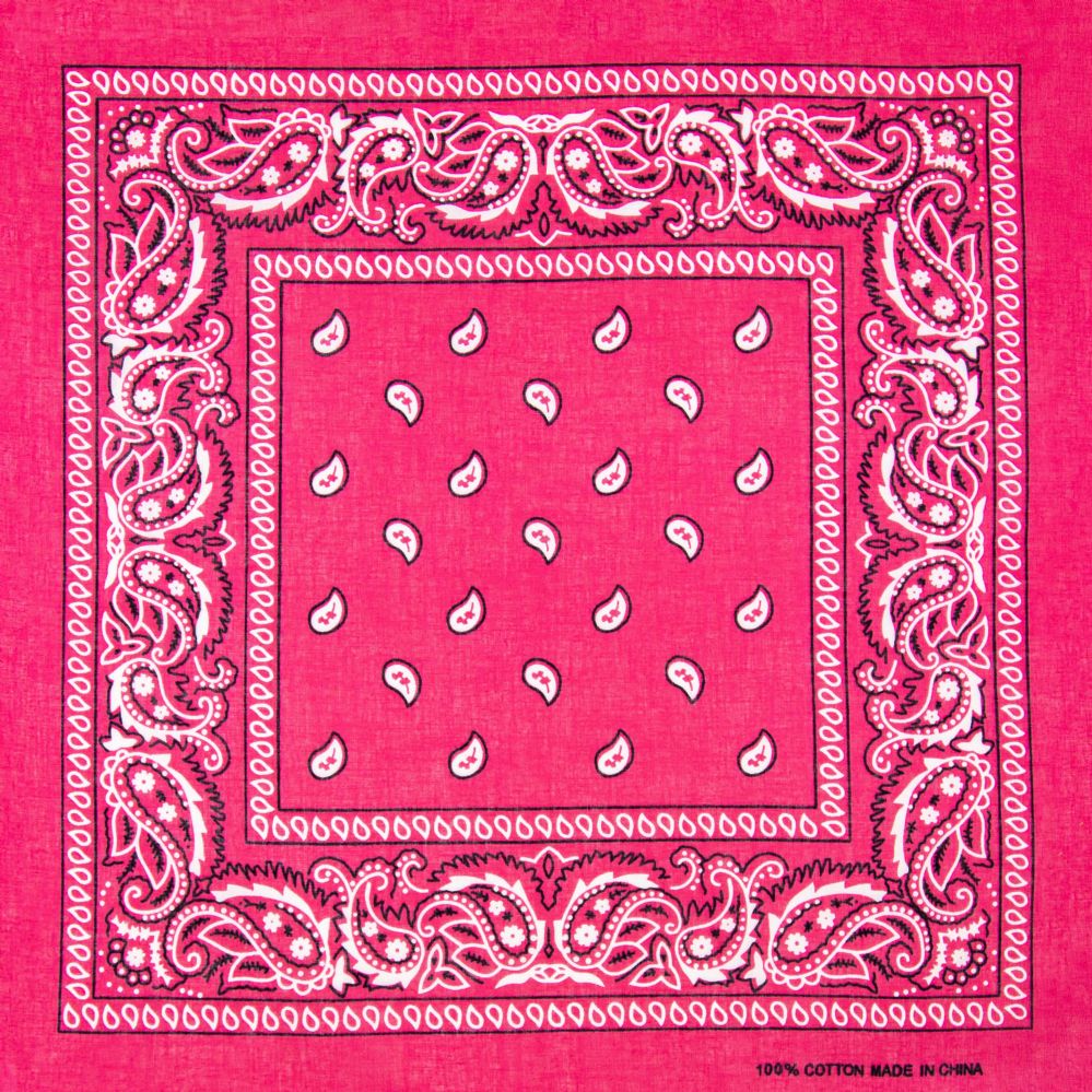 36 Pieces of Pink Paisley Printed Cotton Bandana