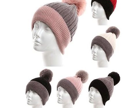 24 Wholesale Womans Heavy Plush Fleece Winter Pom Pom Hat