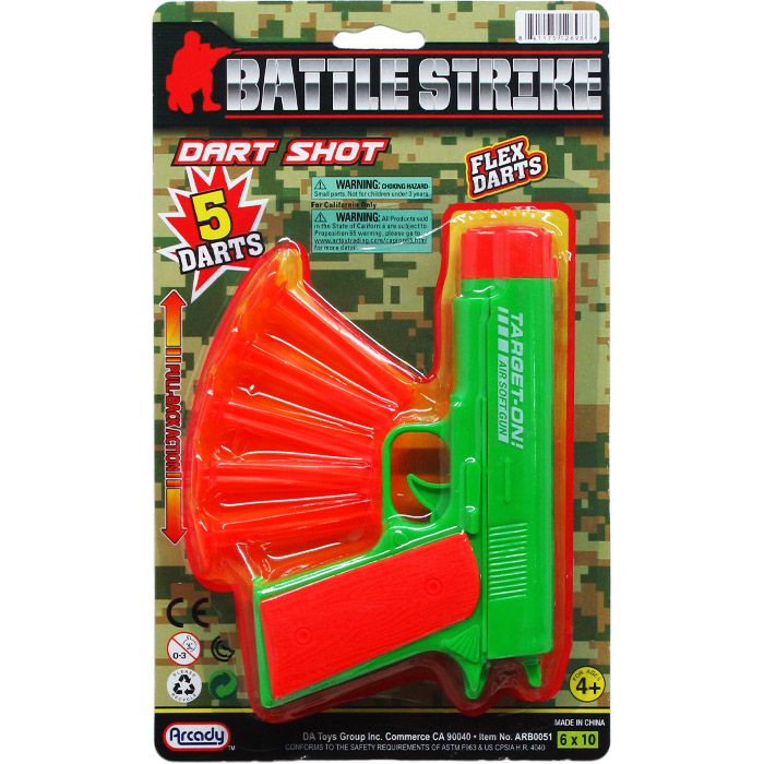 48 Wholesale 6.5" Toy Gun With Soft Darts On Blister Card
