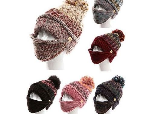 72 Wholesale Womens Girls Knit Beanie Scarf Mask Set Soft Warm Fleece Lined Winter Ski Hat With Pompom