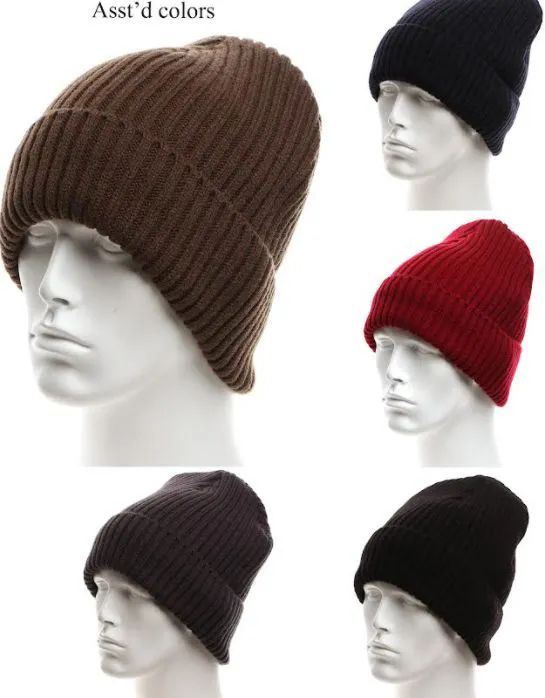 36 Bulk Mans Knitted Fur Lined Beanie Hat Warm And Durable