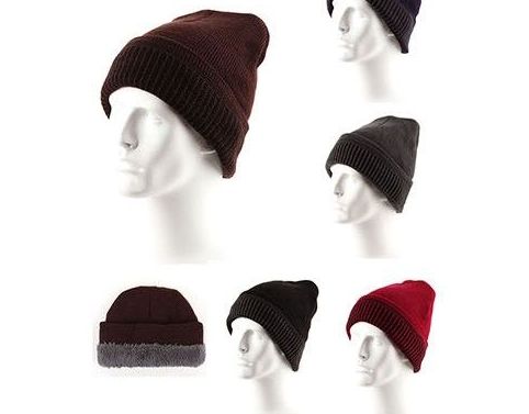 72 Wholesale Adults Ribbed Knit Fur Lined Beanie Winter Hat Slouchy