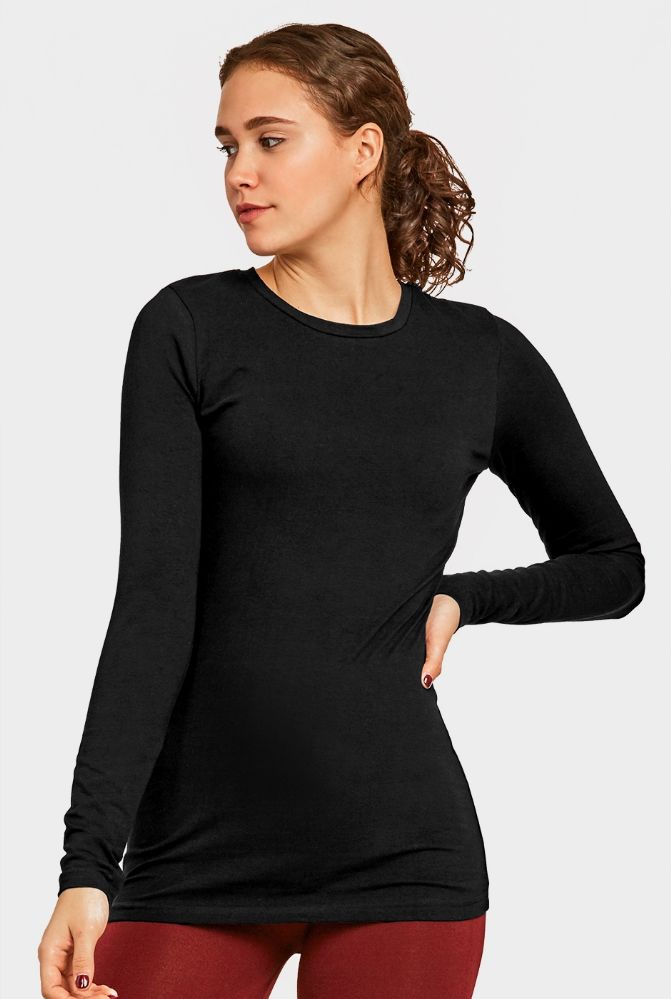 72 Wholesale Ladies Long Sleeve Classic Fit Crew Neck T-Shirt