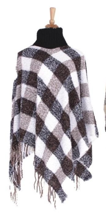 36 Wholesale Women's Checker Design Winter Ponchos