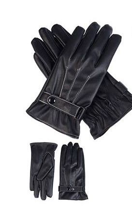 36 Pairs of Mens Pu Winter Gloves With Snap Design