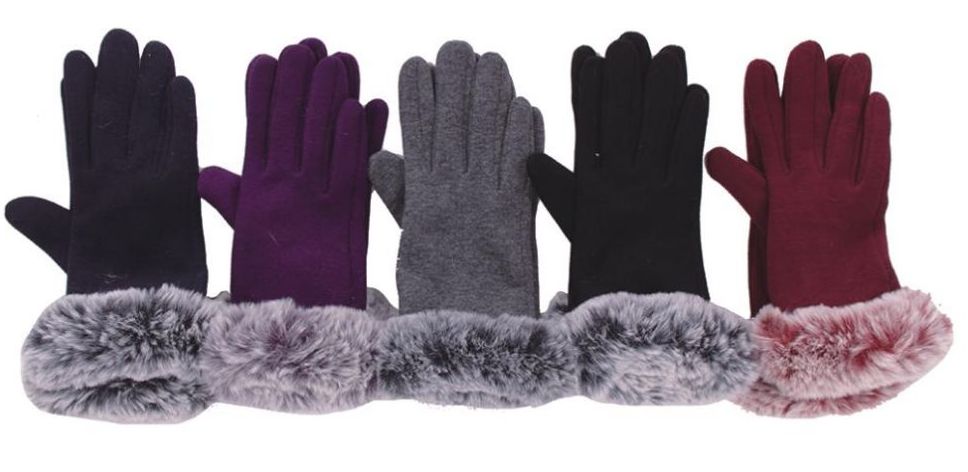 72 Wholesale Women's Fur Cuff Winter Glove