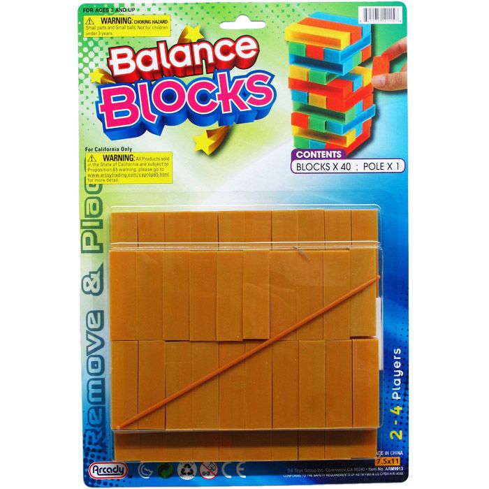72 Wholesale Plastic Blocks Tower Game On Blister Card