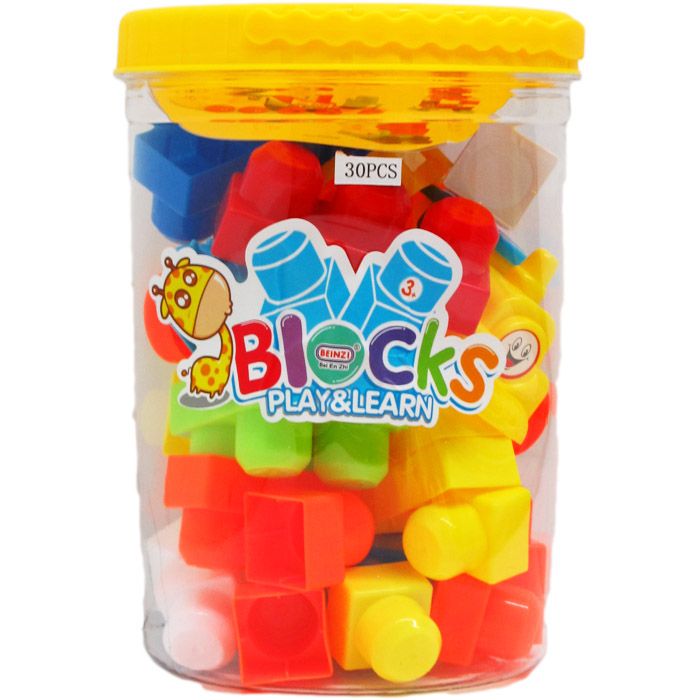 12 Pieces of 30pc Educational Blocks In Bucket With Handle