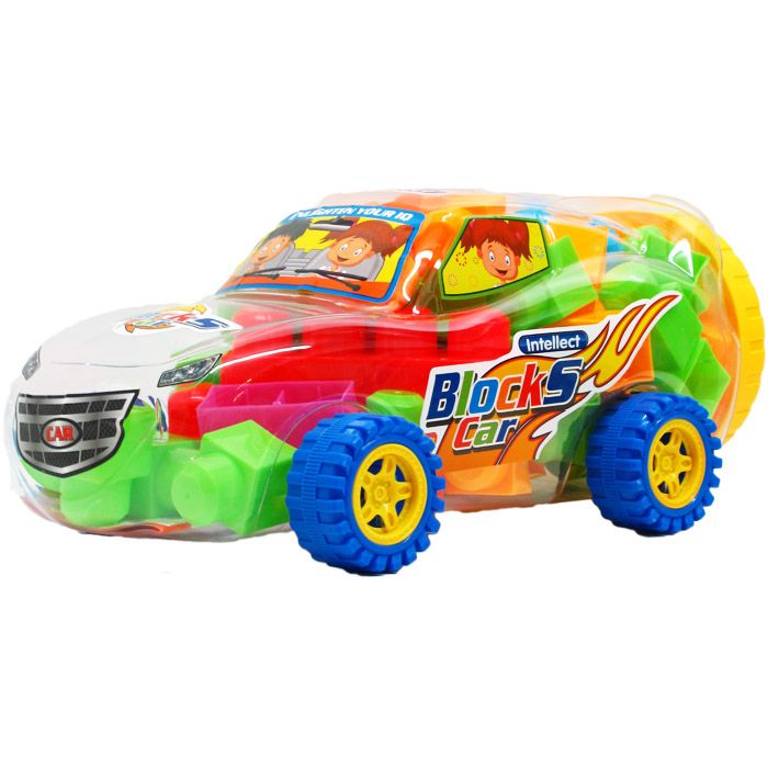 12 Pieces 60pc Assorted Colored Blocks In Car In 14" Car - Toys & Games