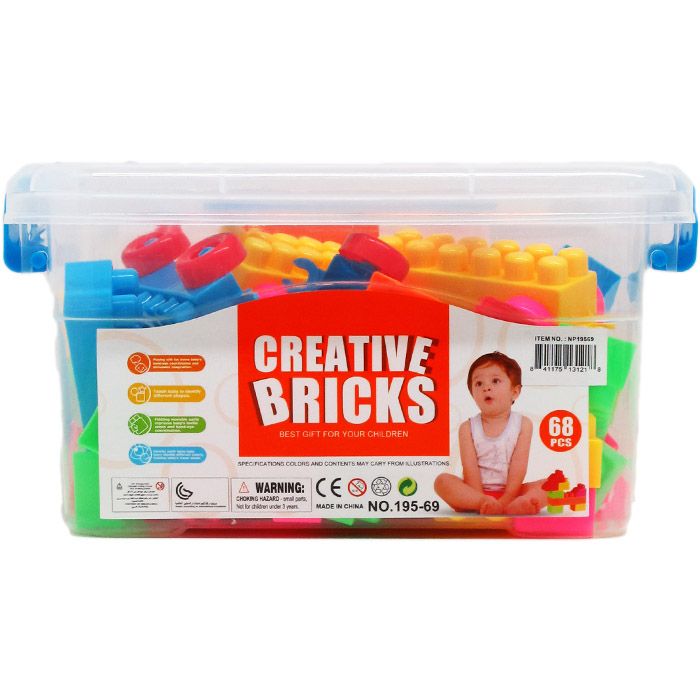 12 Pieces of Assorted Colored Blocks In Plastic Container