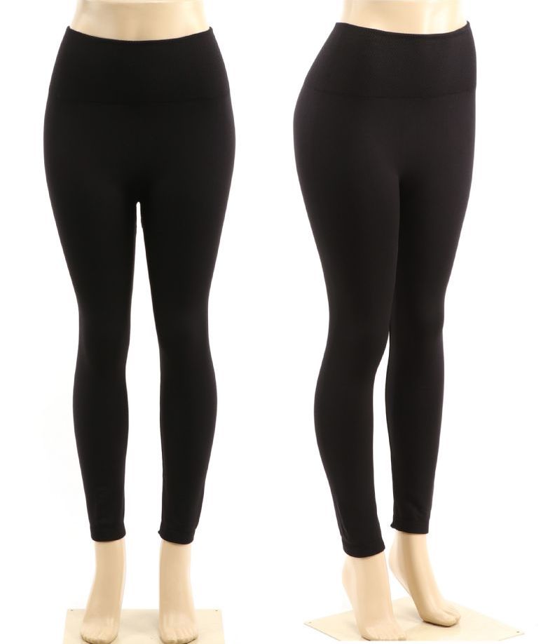 72 Wholesale Yacht & Smith Womens Stretch One Size Black Fleece Leggings -  at 