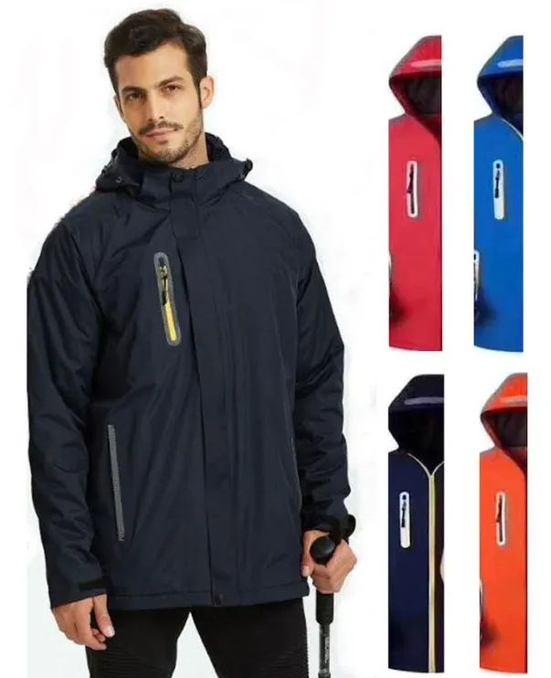 36 Bulk Men's Waterproof Rain Ski Jacket With Fleece Lining & Hood