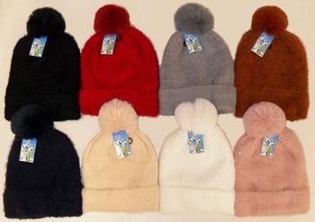 36 Wholesale Women's Fleece Lined Soft Ski Hat With Pom Pom