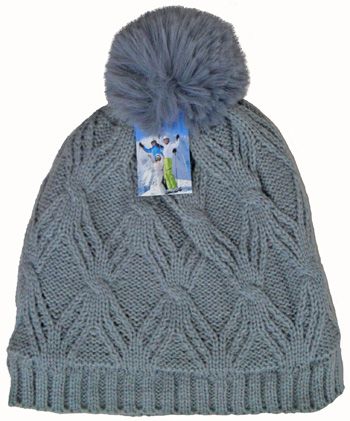 36 Wholesale Women's Fleece Lined Ski Hat With Pom Pom