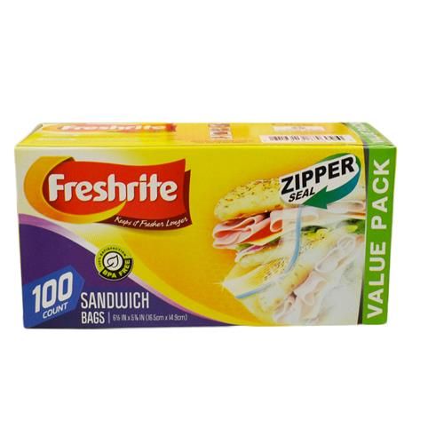 Food Storage Zipper Sandwich Bags 100 Ct