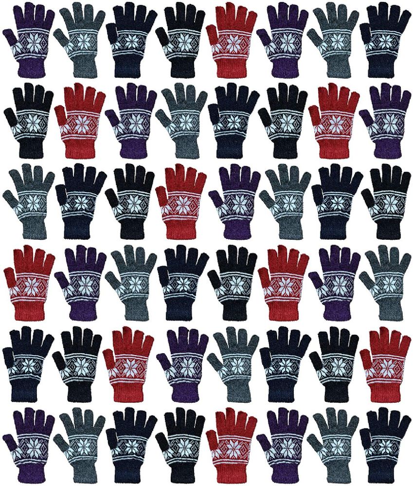 48 of Yacht And Smith Women's Winter Gloves In Assorted Snowflake Print