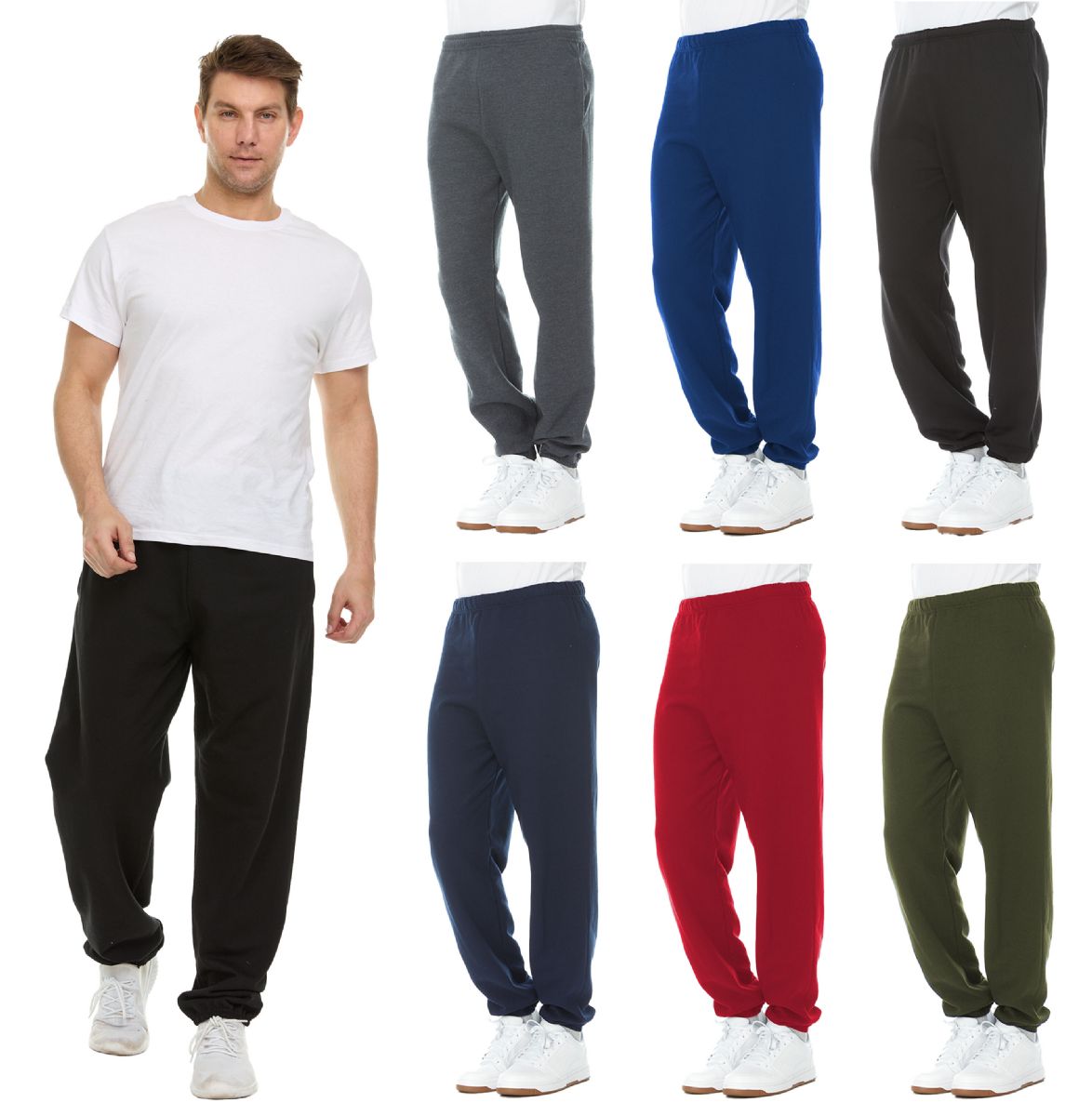 36 Wholesale Fruit Of The Loom Mens Closed Bottom Sweatpants With Pockets Size L WSD