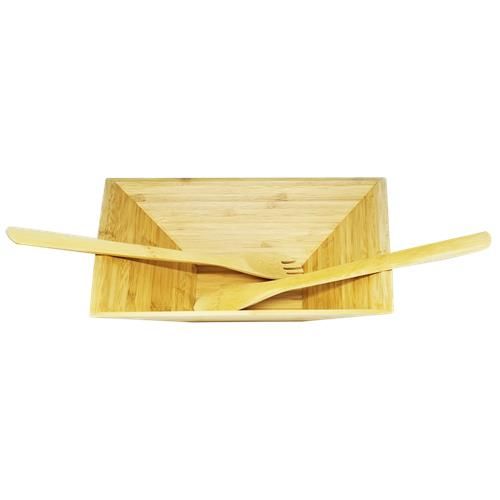 6 Sets Bamboo Salad Bowl Plus Utensils Serving Trays at