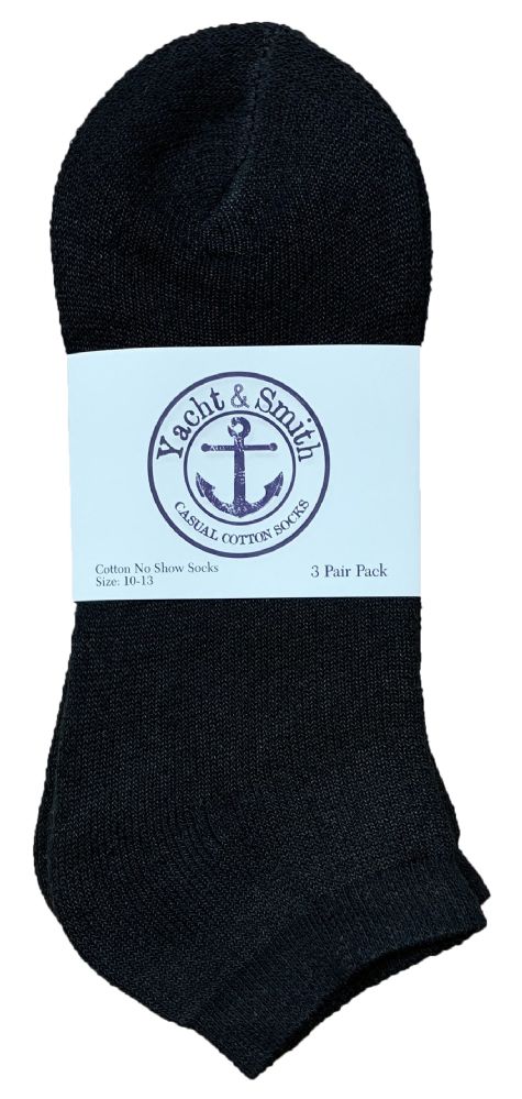 240 Wholesale Yacht & Smith Men's No Show Ankle Socks, Cotton. Size 10-13 Black Bulk Buy