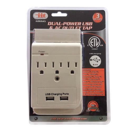 6 Pieces of 3 Outlet Dual Power Usb And Ac Outlet Tap