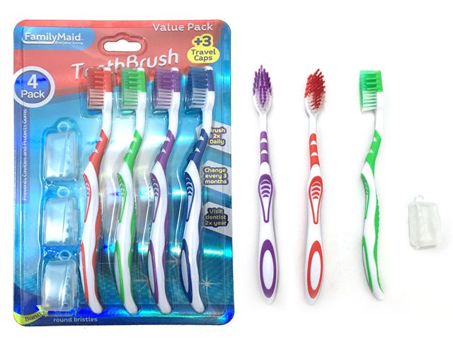144 Wholesale 7pc Toothbrush & Travel Caps Set