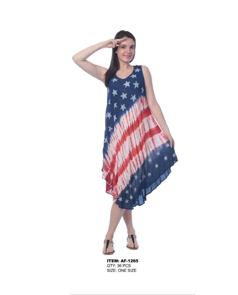 18 Pieces Rayon Tie Dye Americana Pattern Dress - Womens Sundresses &  Fashion - at - alltimetrading.com