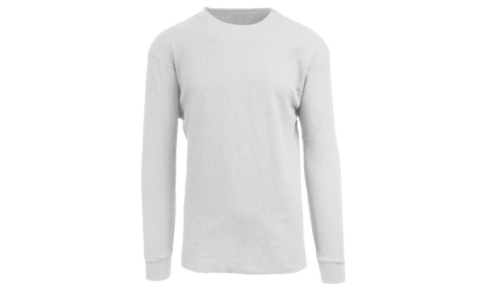 36 Pieces of Men's Waffle Knit Thermal Shirt In White, Size M