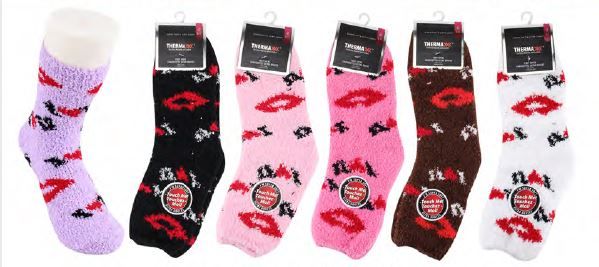 72 Wholesale Womens Soft Fuzzy Socks Kiss Design Size 9-11
